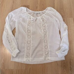 OSCAR DE LA RENTA Collectibles Vintage Victorian Romantic Boho Sheer Lace Top